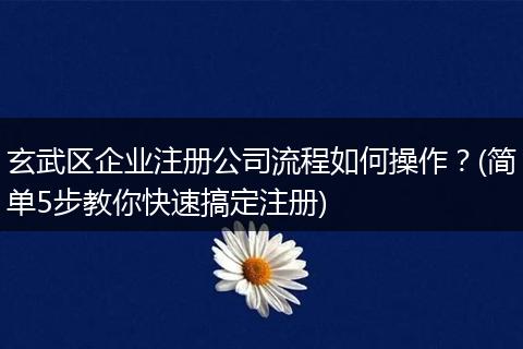 玄武區(qū)企業(yè)注冊(cè)公司流程如何操作？(簡(jiǎn)單5步教你快速搞定注冊(cè))