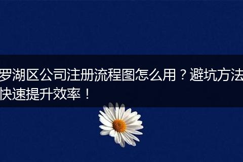 羅湖區(qū)公司注冊流程圖怎么用？避坑方法快速提升效率！