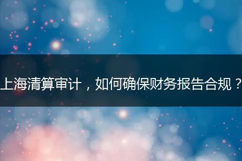 上海清算審計(jì)，如何確保財(cái)務(wù)報(bào)告合規(guī)？