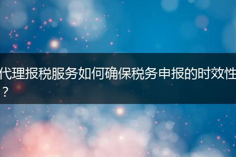 代理報稅服務(wù)如何確保稅務(wù)申報的時效性？