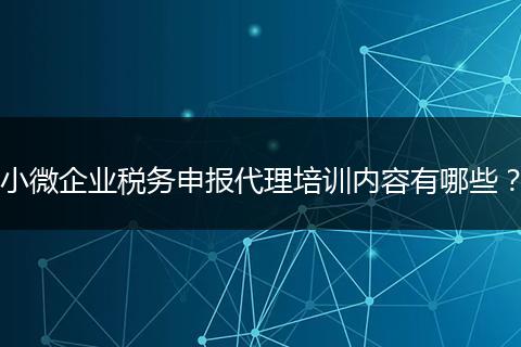 小微企業(yè)稅務(wù)申報(bào)代理培訓(xùn)內(nèi)容有哪些?