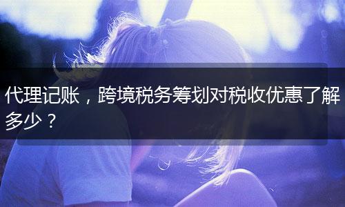 代理記賬，跨境稅務(wù)籌劃對(duì)稅收優(yōu)惠了解多少？