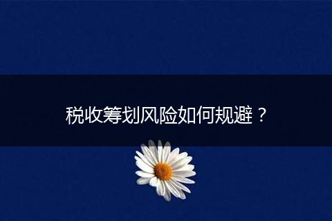 稅收籌劃風(fēng)險如何規(guī)避？