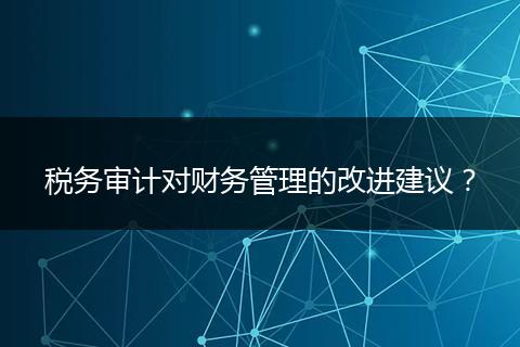 稅務(wù)審計對財務(wù)管理的改進建議？