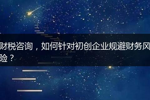 財稅咨詢，如何針對初創(chuàng)企業(yè)規(guī)避財務風險？