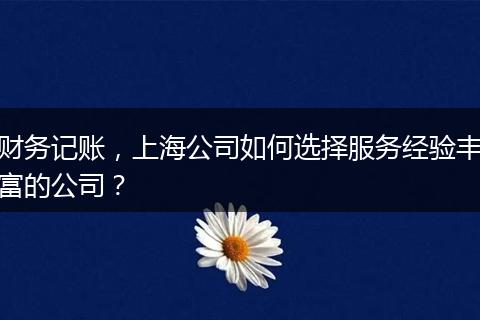 財(cái)務(wù)記賬，上海公司如何選擇服務(wù)經(jīng)驗(yàn)豐富的公司？