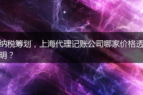 納稅籌劃，上海代理記賬公司哪家價格透明？