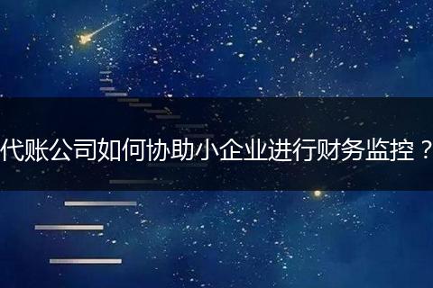 代賬公司如何協(xié)助小企業(yè)進行財務監(jiān)控？