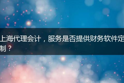 上海代理會計，服務是否提供財務軟件定制？