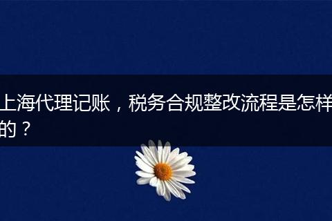 上海代理記賬，稅務(wù)合規(guī)整改流程是怎樣的？