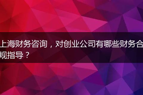上海財(cái)務(wù)咨詢，對(duì)創(chuàng)業(yè)公司有哪些財(cái)務(wù)合規(guī)指導(dǎo)？