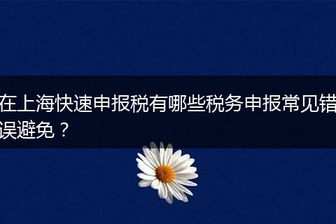 在上?？焖偕陥?bào)稅有哪些稅務(wù)申報(bào)常見錯(cuò)誤避免？