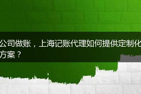 公司做賬，上海記賬代理如何提供定制化方案？