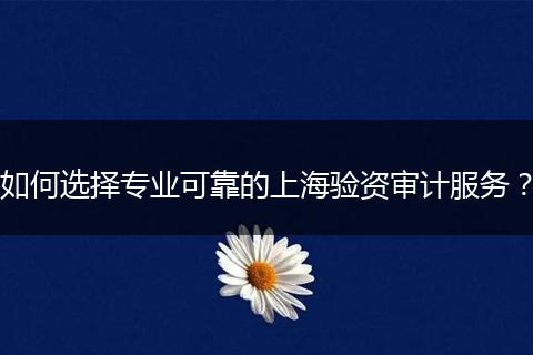 如何選擇專業(yè)可靠的上海驗(yàn)資審計(jì)服務(wù)？