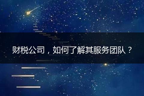 財(cái)稅公司，如何了解其服務(wù)團(tuán)隊(duì)？