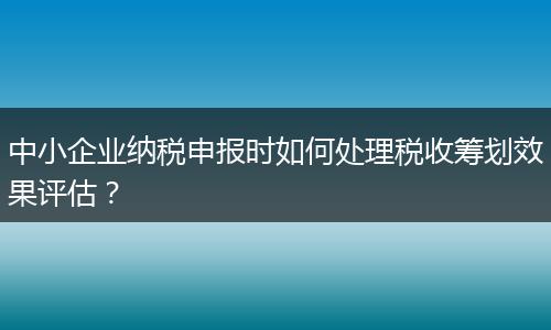 中小企業(yè)納稅申報時如何處理稅收籌劃效果評估？