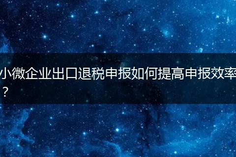 小微企業(yè)出口退稅申報如何提高申報效率？