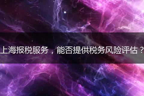 上海報(bào)稅服務(wù)，能否提供稅務(wù)風(fēng)險(xiǎn)評(píng)估？