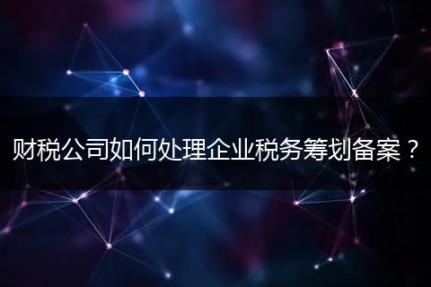 財(cái)稅公司如何處理企業(yè)稅務(wù)籌劃備案？