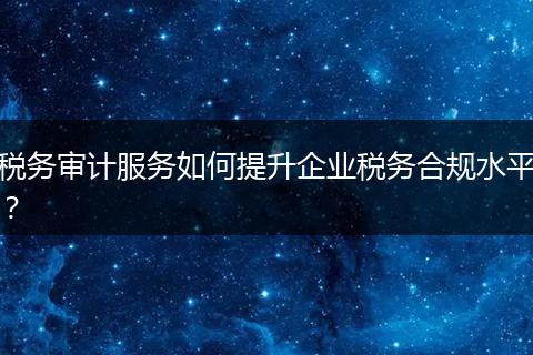 稅務(wù)審計(jì)服務(wù)如何提升企業(yè)稅務(wù)合規(guī)水平?