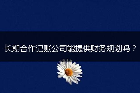 長期合作記賬公司能提供財務(wù)規(guī)劃嗎？