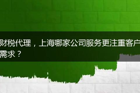 財稅代理，上海哪家公司服務(wù)更注重客戶需求？