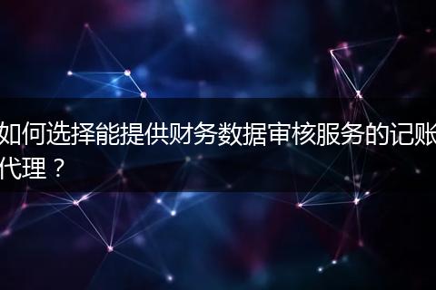 如何選擇能提供財務數(shù)據(jù)審核服務的記賬代理？