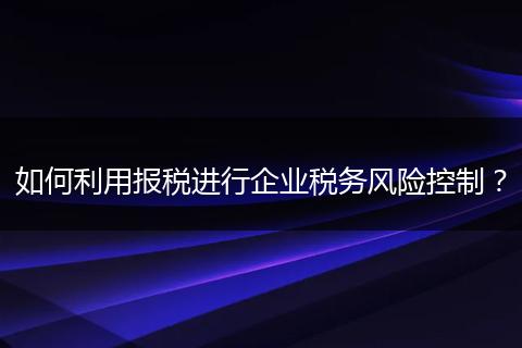如何利用報稅進行企業(yè)稅務風險控制?