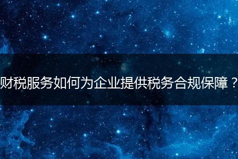 財(cái)稅服務(wù)如何為企業(yè)提供稅務(wù)合規(guī)保障？