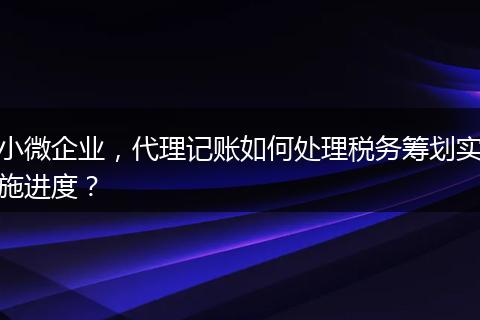 小微企業(yè)，代理記賬如何處理稅務籌劃實施進度？