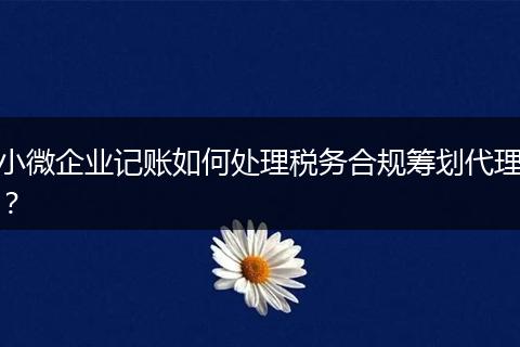 小微企業(yè)記賬如何處理稅務(wù)合規(guī)籌劃代理？
