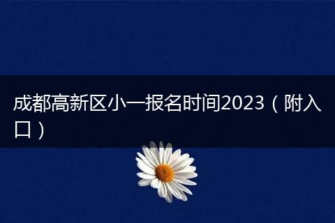 成都高新區(qū)小一報(bào)名時(shí)間2023(附入口)