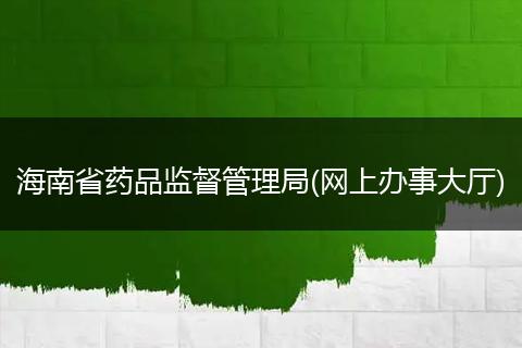 海南省藥品監(jiān)督管理局(網(wǎng)上辦事大廳)