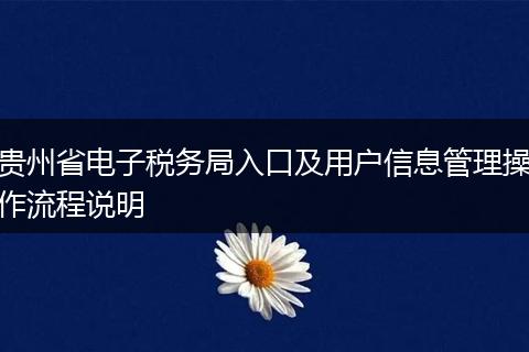 貴州省電子稅務(wù)局入口及用戶信息管理操作流程說明