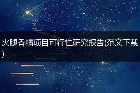 火腿香精項(xiàng)目可行性研究報(bào)告(范文下載)