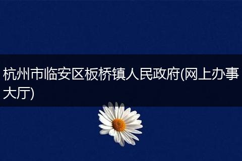 杭州市臨安區(qū)板橋鎮(zhèn)人民政府(網(wǎng)上辦事大廳)