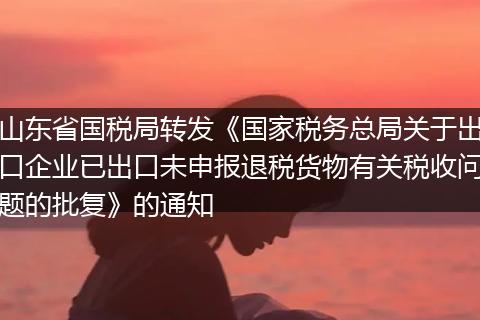 山東省國稅局轉(zhuǎn)發(fā)《國家稅務總局關(guān)于出口企業(yè)已出口未申報退稅貨物有關(guān)稅收問題的批復》的通知