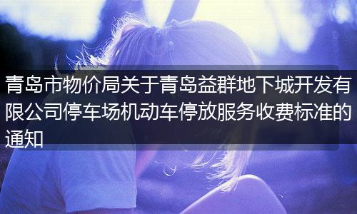 青島市物價(jià)局關(guān)于青島益群地下城開發(fā)有限公司停車場(chǎng)機(jī)動(dòng)車停放服務(wù)收費(fèi)標(biāo)準(zhǔn)的通知