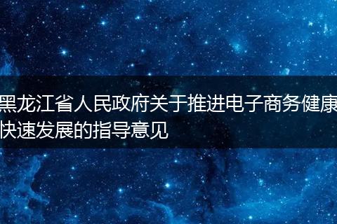 黑龍江省人民政府關(guān)于推進(jìn)電子商務(wù)健康快速發(fā)展的指導(dǎo)意見(jiàn)