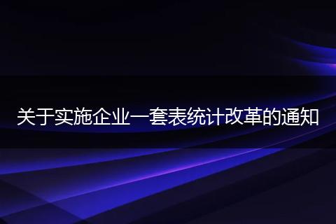 關(guān)于實(shí)施企業(yè)一套表統(tǒng)計(jì)改革的通知