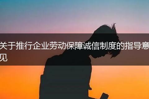 關(guān)于推行企業(yè)勞動保障誠信制度的指導(dǎo)意見