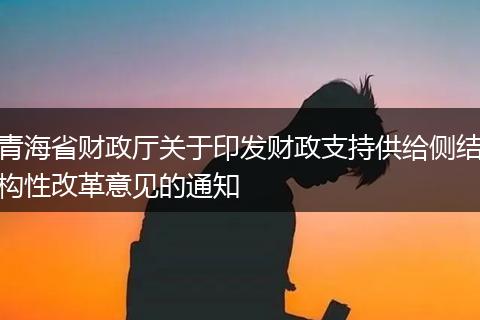 青海省財政廳關(guān)于印發(fā)財政支持供給側(cè)結(jié)構(gòu)性改革意見的通知