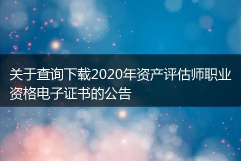 關(guān)于查詢下載2020年資產(chǎn)評(píng)估師職業(yè)資格電子證書(shū)的公告