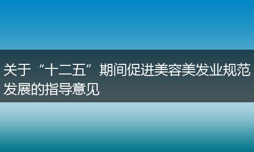 關(guān)于“十二五”期間促進(jìn)美容美發(fā)業(yè)規(guī)范發(fā)展的指導(dǎo)意見(jiàn)