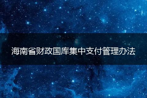 海南省財政國庫集中支付管理辦法