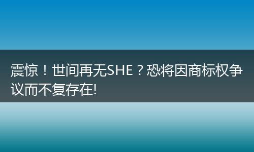 震驚！世間再無SHE？恐將因商標權(quán)爭議而不復(fù)存在!